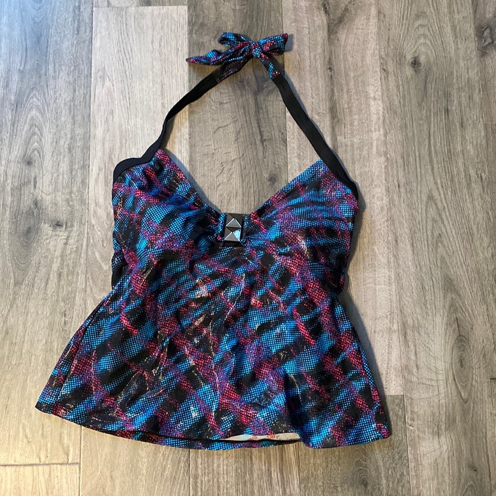 Torrid NWT wet paint with studs tankini bathing suit top plus size 0 / 12 unique